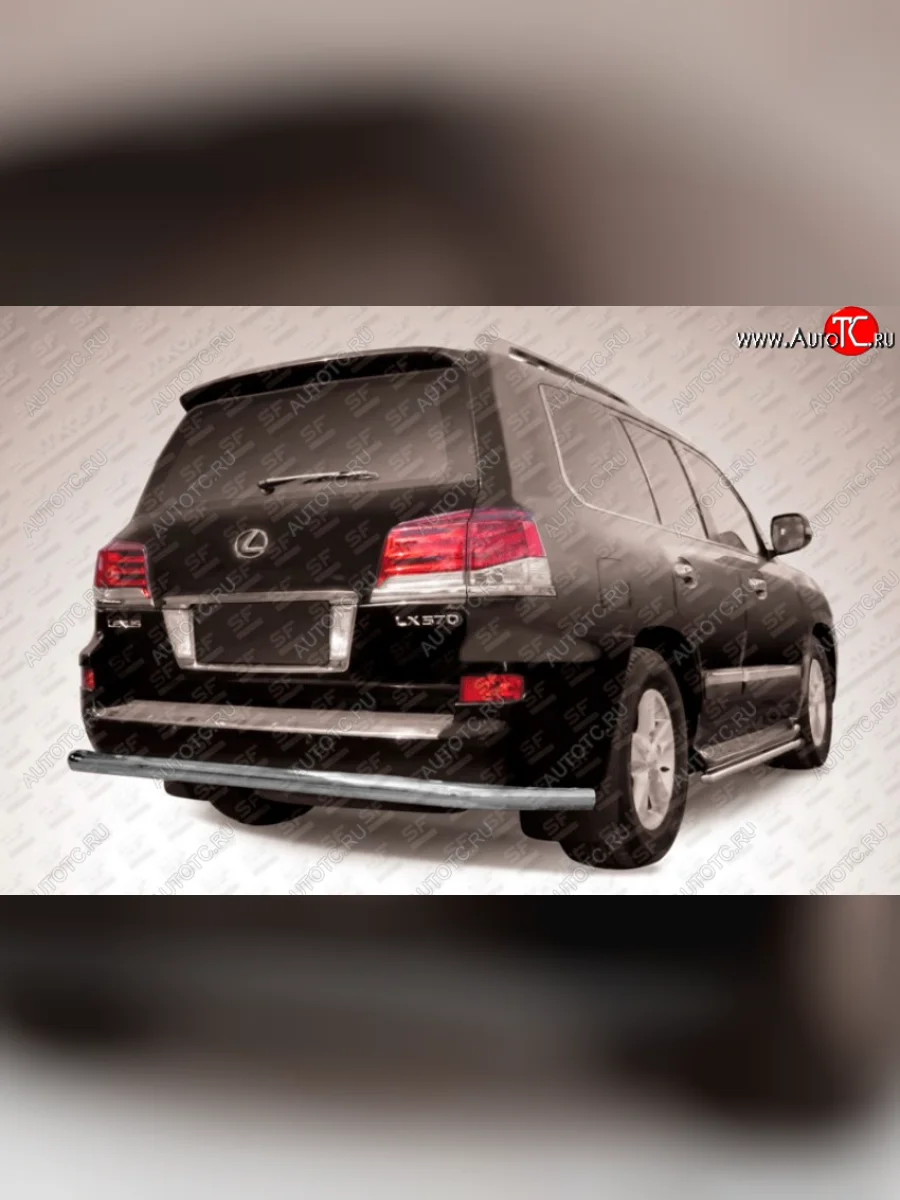 Защита заднего бампера Slitkoff (Ø 76, радиусная) Lexus LX570 J200 1-ый рестайлинг (2012-2015) (Сталь с полимерным покрытием. Цвет: серебристый)  с доставкой в г. Керчь