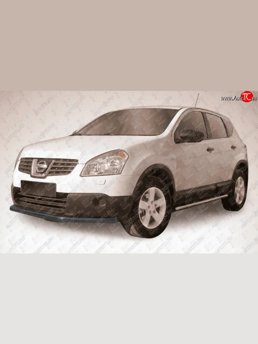 Защита переднего бампера Slitkoff (Ø 57 мм, длинная).  Nissan Qashqai (2010-2013) 1 (Сталь с полимерным покрытием. Цвет: черный)  в Самаре Самарской области