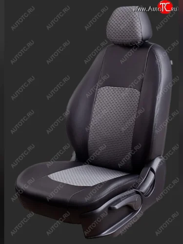 Чехлы для сидений Lord Autofashion Турин (экокожа/жаккард, спинка 40/60, 2 Г-образных подголовника) (Черный, вставка Черный Тропик) KIA Cerato 2 TD седан (2008-2013)