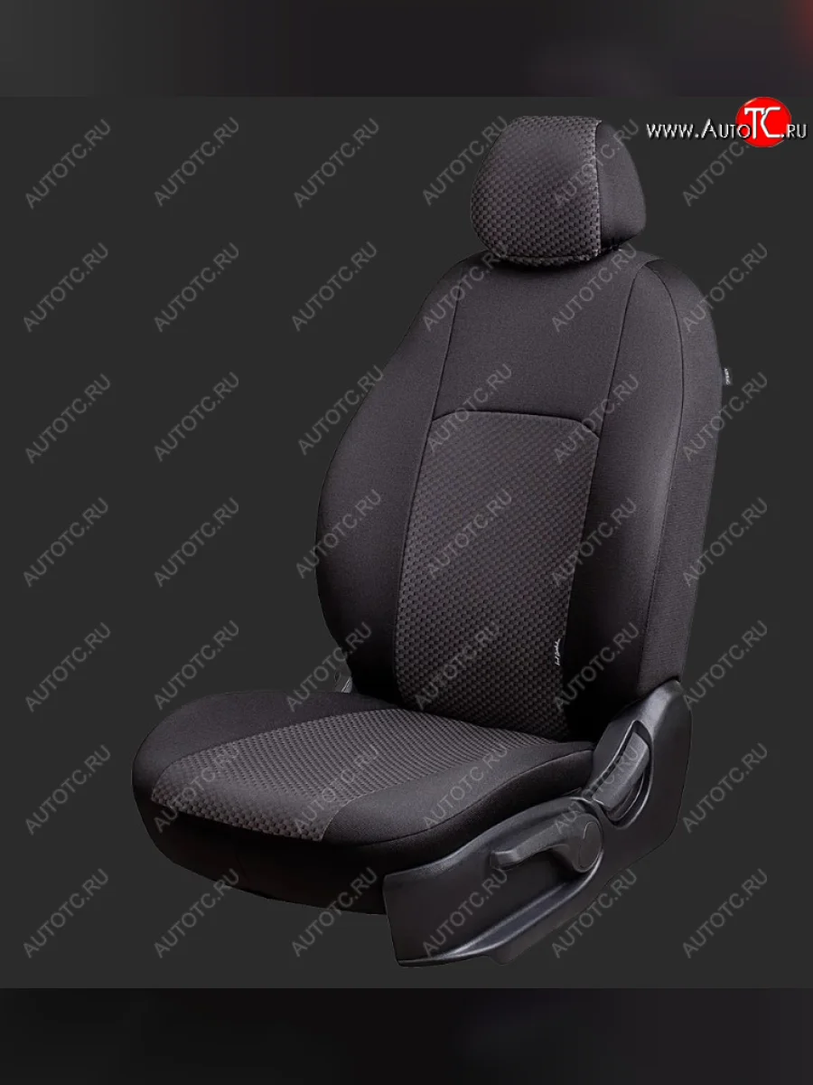 Чехлы для сидений Lord Autofashion Дублин (жаккард, спинка 60/40, 3 Г-образных подголовника) KIA Rio 2 JB дорестайлинг седан (2005-2009) (Черный, вставка Сеул серый)  в Керчи Республика Крым