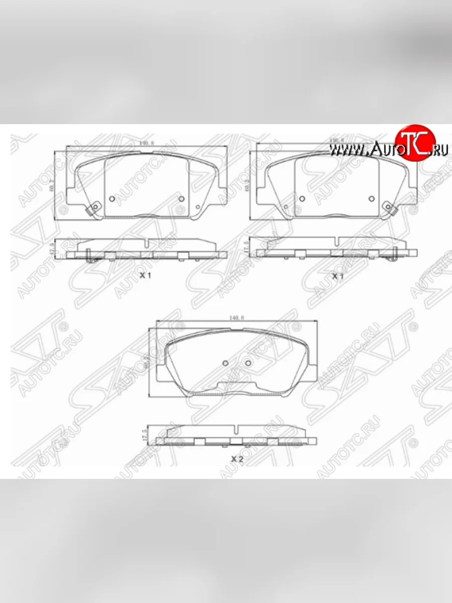 Комплект передних тормозных колодок SAT KIA Ceed 2 JD дорестайлинг универсал (2012-2016)  с доставкой в г. Пермь