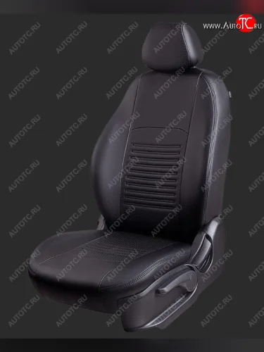 Чехлы для сидений Lord Autofashion Турин (экокожа, спинка 60/40, 3 Г-образных подголовника) (Черный, вставка черная) KIA Seltos SP2 дорестайлинг (2019-2022)