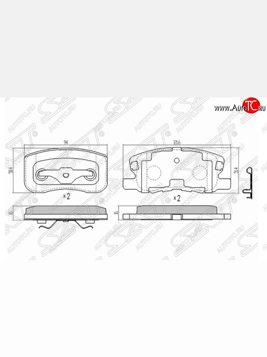 Комплект передних тормозных колодок SAT Mitsubishi Colt Z30 хэтчбэк 5 дв. дорестайлинг (2002-2009)  с доставкой в г. Керчь