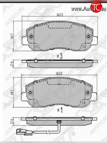 Комплект передних тормозных колодок SAT Renault Master FV,JV фургон дорестайлинг (2010-2015)