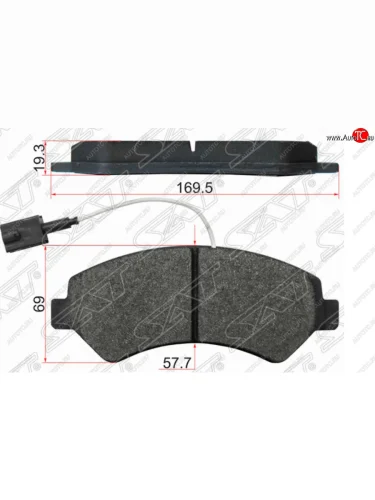 Комплект передних тормозных колодок SAT (1 датчик износа) Peugeot Boxer  250 (2006-2014)