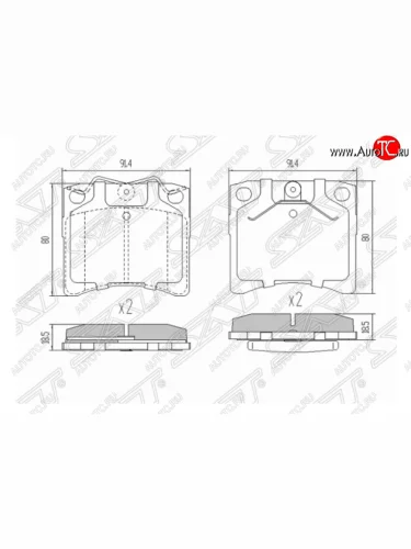 Комплект передних тормозных колодок SAT (R14) Volkswagen Caravelle T4 рестайлинг (1995-2003)