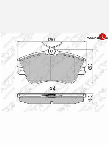 Комплект передних тормозных колодок SAT (R15) Volkswagen Caravelle T4 рестайлинг (1995-2003)