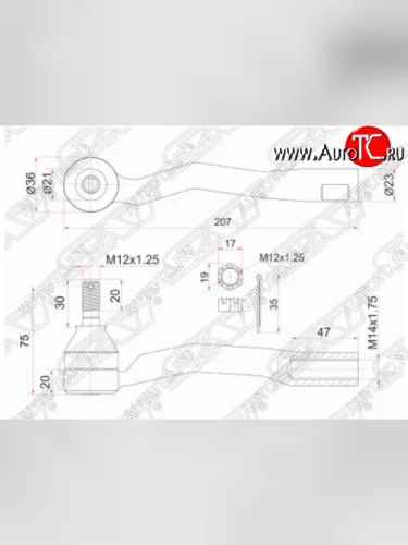 Правый наконечник рулевой тяги SAT Toyota Avensis T220 седан рестайлинг (2000-2003)