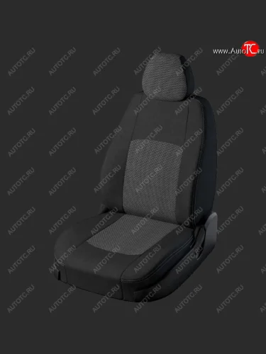 Чехлы для сидений Lord Autofashion Турин (жаккард, спинка 60/40, 3 П-образных подголовника) (Черный, вставка Тома Серый) KIA Spectra (2000-2009)