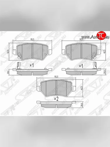 Комплект задних тормозных колодок SAT KIA Ceed 2 JD дорестайлинг, хэтчбэк (2012-2015)