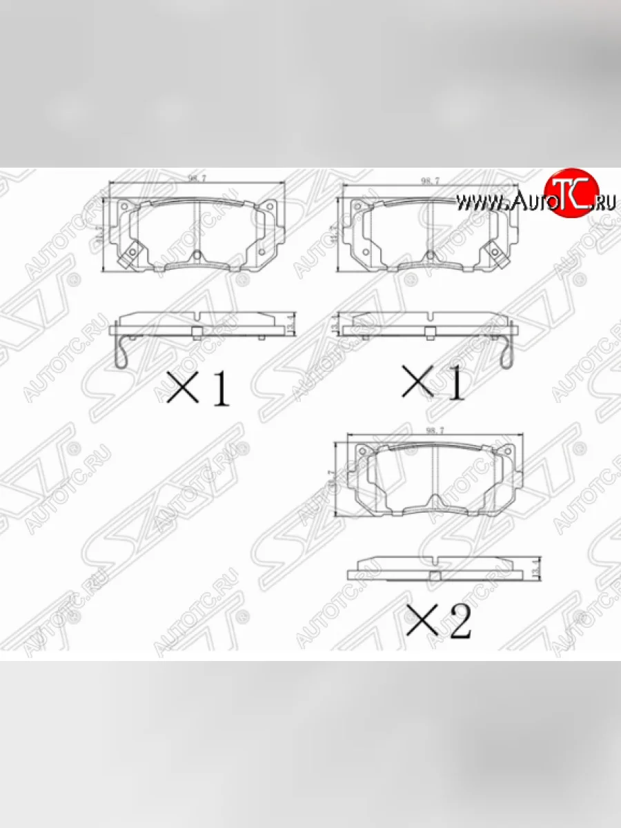 Комплект задних тормозных колодок SAT KIA Shuma FB седан рестайлинг (2001-2004)  с доставкой в г. Керчь