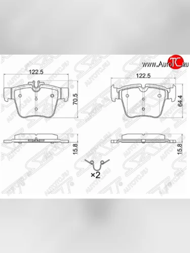 Комплект задних тормозных колодок SAT Mercedes-Benz C-Class  W205 (2015-2018) дорестайлинг седан