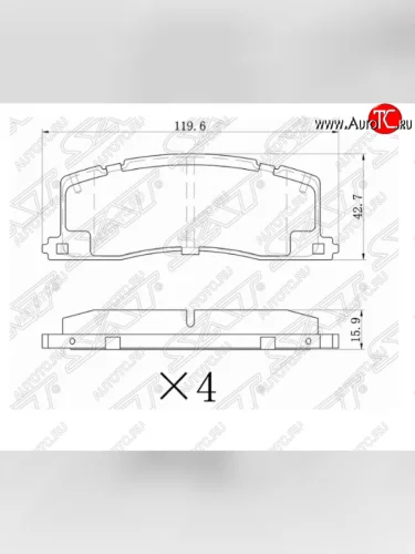 Комплект задних тормозных колодок SAT Toyota Estima Emina XR10, XR20 минивэн дорестайлинг (1992-1994)