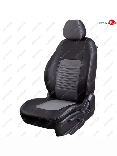 Чехлы для сидений Lord Autofashion Турин (экокожа) (Черный, вставка серая) Лада ВАЗ 2107 (1982-2012)