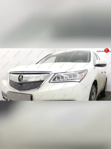 Защитная сетка решетки радиатора Стрелка 11 Премиум (алюминий) (Цвет: черный) Acura MDX YD3 дорестайлинг (2013-2016)