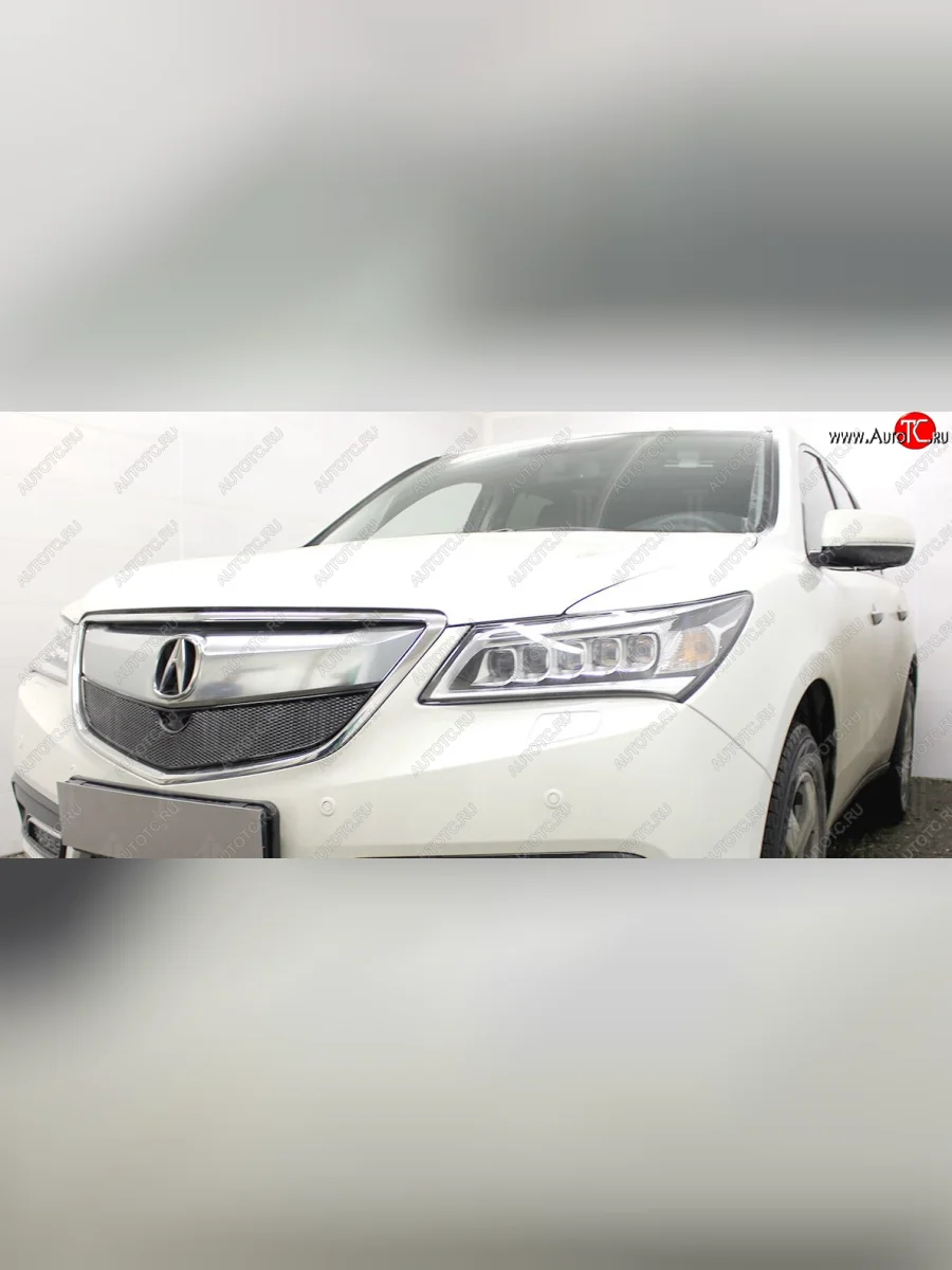 Защитная сетка решетки радиатора Стрелка 11 Премиум (алюминий) Acura MDX YD3 дорестайлинг (2013-2016) (Цвет: черный)  в Самаре Самарской области