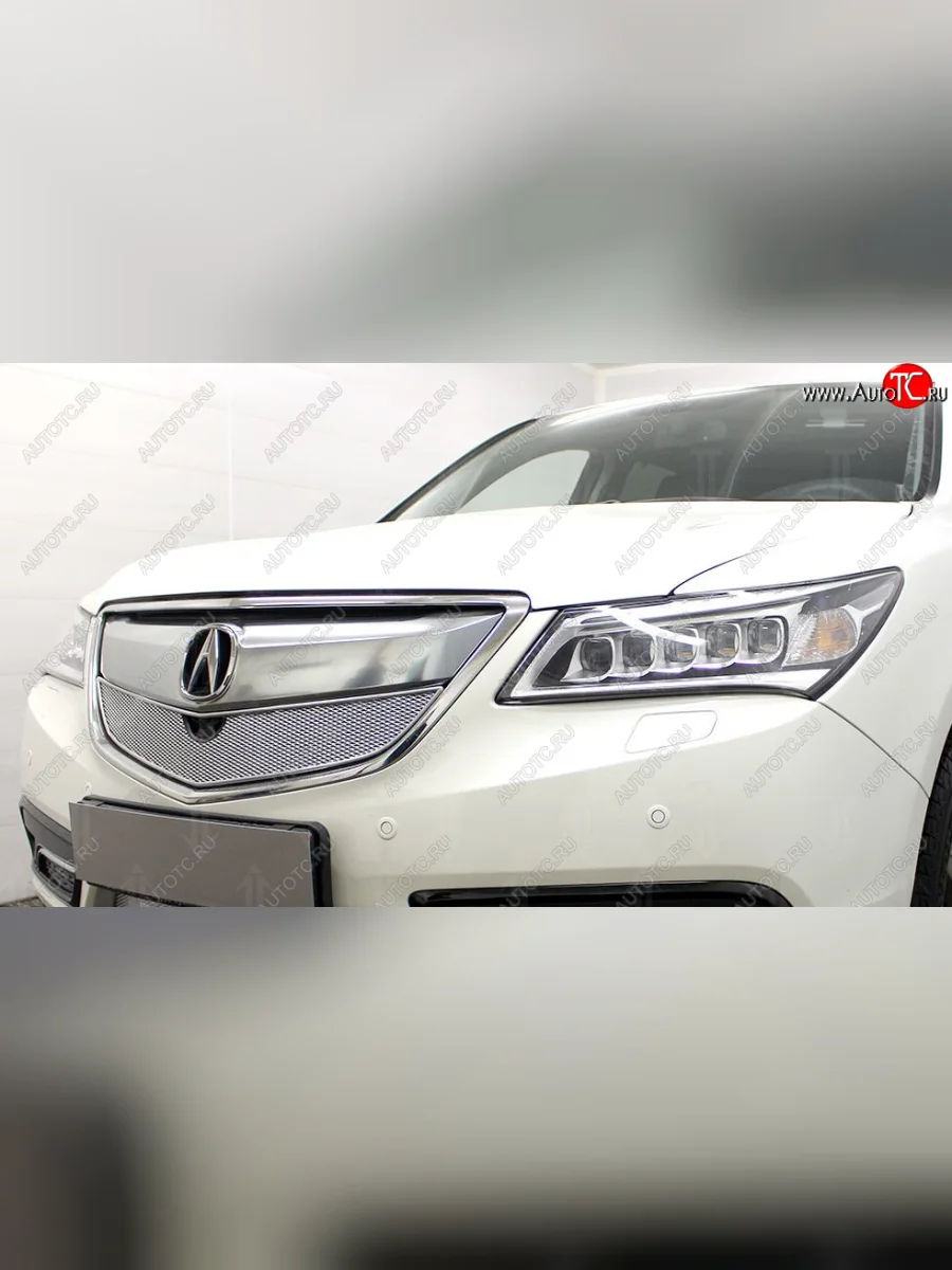 Защитная сетка решетки радиатора Стрелка 11 Премиум (алюминий) Acura MDX YD3 дорестайлинг (2013-2016) (Цвет: хром)  в Самаре Самарской области