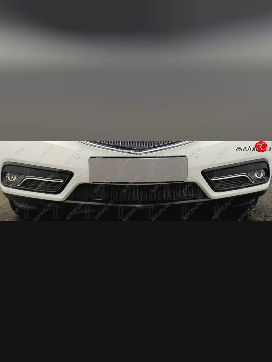 Защитная сетка радиатора в бампер Стрелка 11 Премиум (алюминий) Acura MDX YD3 дорестайлинг (2013-2016) (Цвет: черный)  в Перми Пермском крае