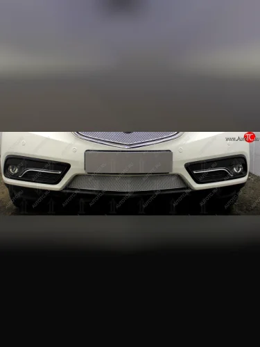 Защитная сетка радиатора в бампер Стрелка 11 Премиум (алюминий) (Цвет: хром) Acura MDX YD3 дорестайлинг (2013-2016)