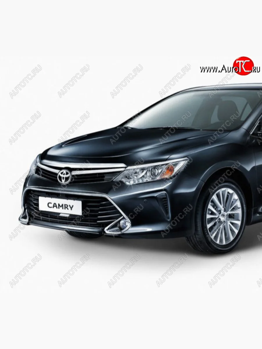 Передний бампер Original (без омывателей фар) Toyota Camry XV55 1-ый рестайлинг (2014-2017) (Неокрашенный)  в Самаре Самарской области