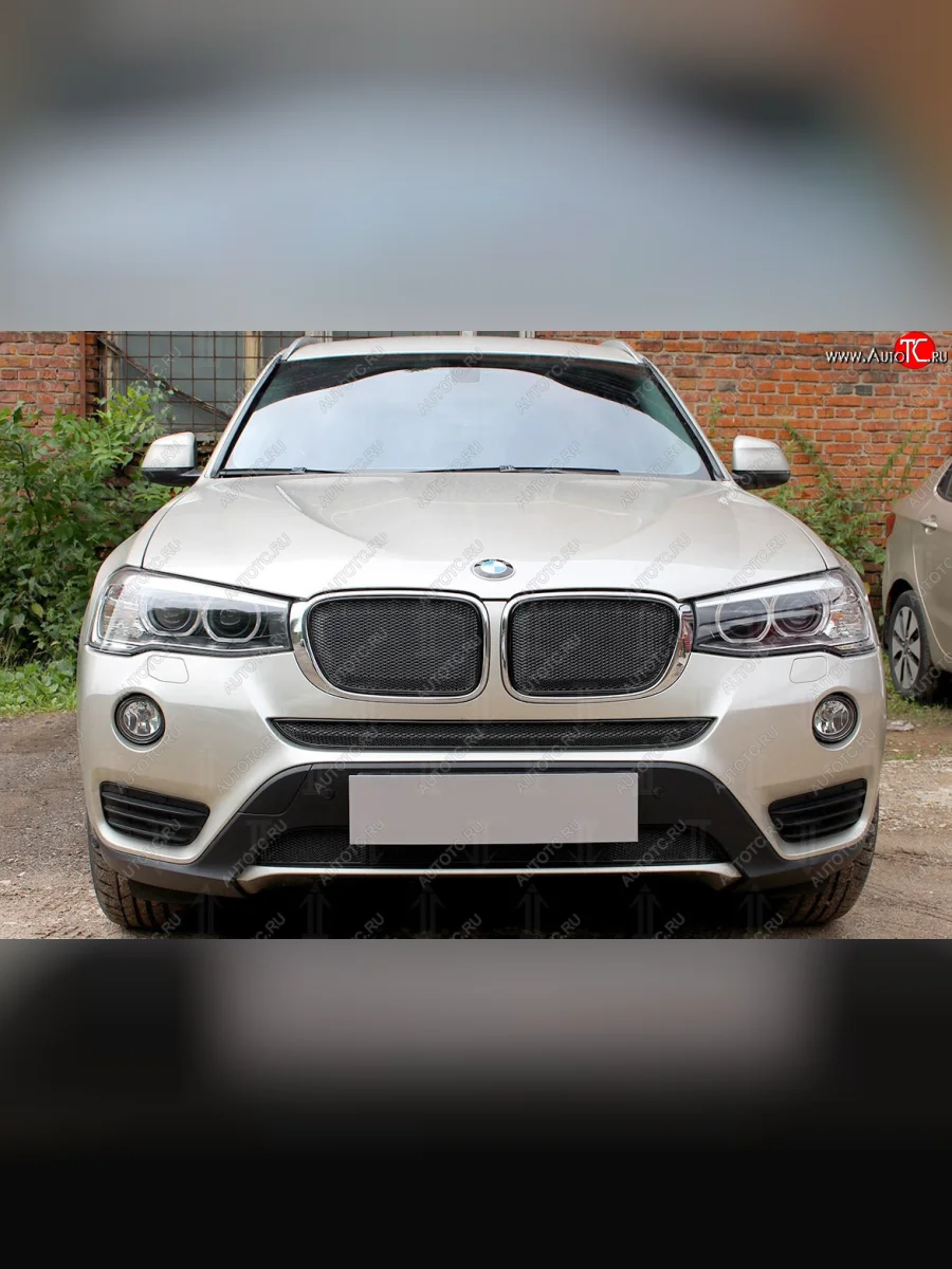 Защитная сетка радиатора в бампер Стрелка 11 Премиум (алюминий, нижняя) BMW X3 F25 рестайлинг (2014-2017) (Цвет: черный)  в Воронеже Воронежской области