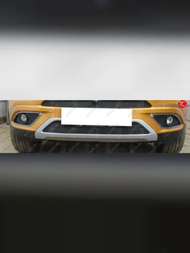 Защитная сетка радиатора в бампер Стрелка 11 Стандарт (алюминий/пластик, нижняя) (Цвет: черный) Chery Tiggo 7 (2016-2020)