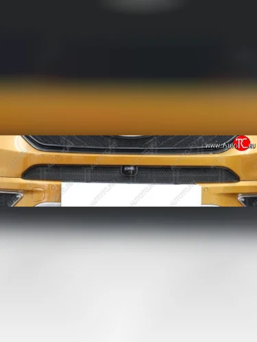 Защитная сетка радиатора в бампер Стрелка 11 Стандарт (алюминий/пластик, верхняя под камеру) (Цвет: черный) Chery Tiggo 7 (2016-2020)