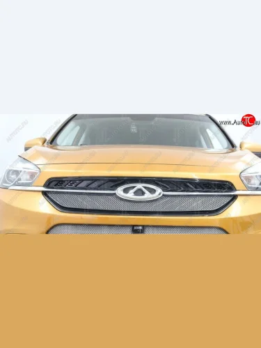 Защитная сетка решетки радиатора Стрелка 11 Стандарт (алюминий/пластик) (Цвет: хром) Chery Tiggo 7 (2016-2020)