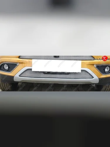 Защитная сетка радиатора в бампер Стрелка 11 Стандарт (алюминий/пластик, нижняя) (Цвет: хром) Chery Tiggo 7 (2016-2020)