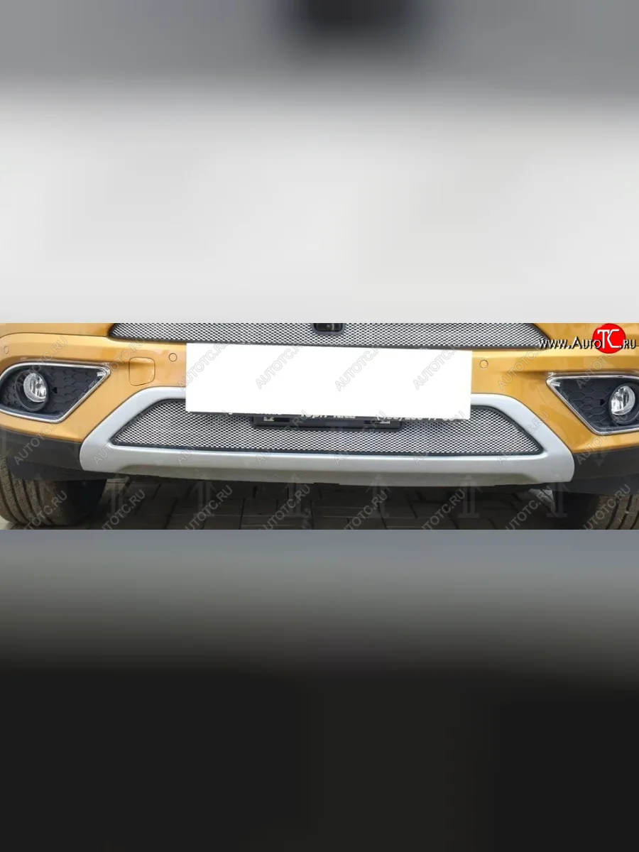 Защитная сетка радиатора в бампер Стрелка 11 Стандарт (алюминий/пластик, нижняя) Chery Tiggo 7 (2016-2020) (Цвет: хром)  в Самаре Самарской области