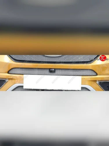 Защитная сетка радиатора в бампер Стрелка 11 Стандарт (алюминий/пластик, верхняя под камеру) (Цвет: хром) Chery Tiggo 7 (2016-2020)