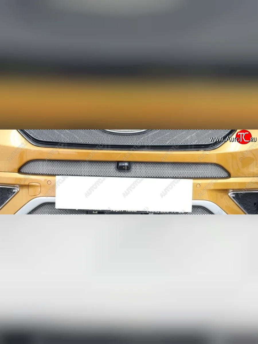 Защитная сетка радиатора в бампер Стрелка 11 Стандарт (алюминий/пластик, верхняя под камеру)  Chery Tiggo 7 (2016-2020) (Цвет: хром)  в Воронеже Воронежской области