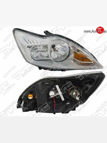 Правая фара TYC (с электрокорректором, хром) Ford Focus 2 хэтчбэк 3 дв. рестайлинг (2007-2011)