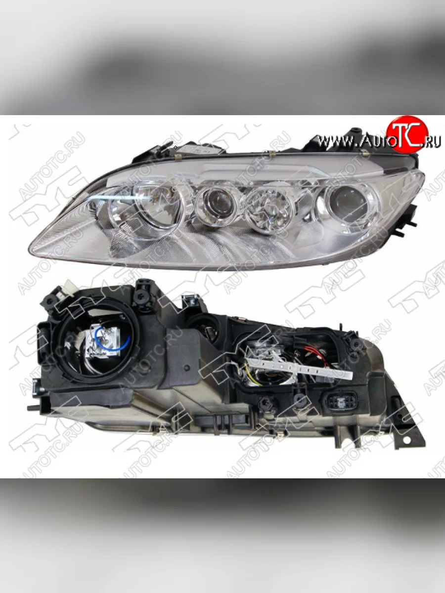 Левая фара TYC (с туманкой, электрокорректор) Mazda 6 GG лифтбэк дорестайлинг (2002-2005)  с доставкой в г. Керчь