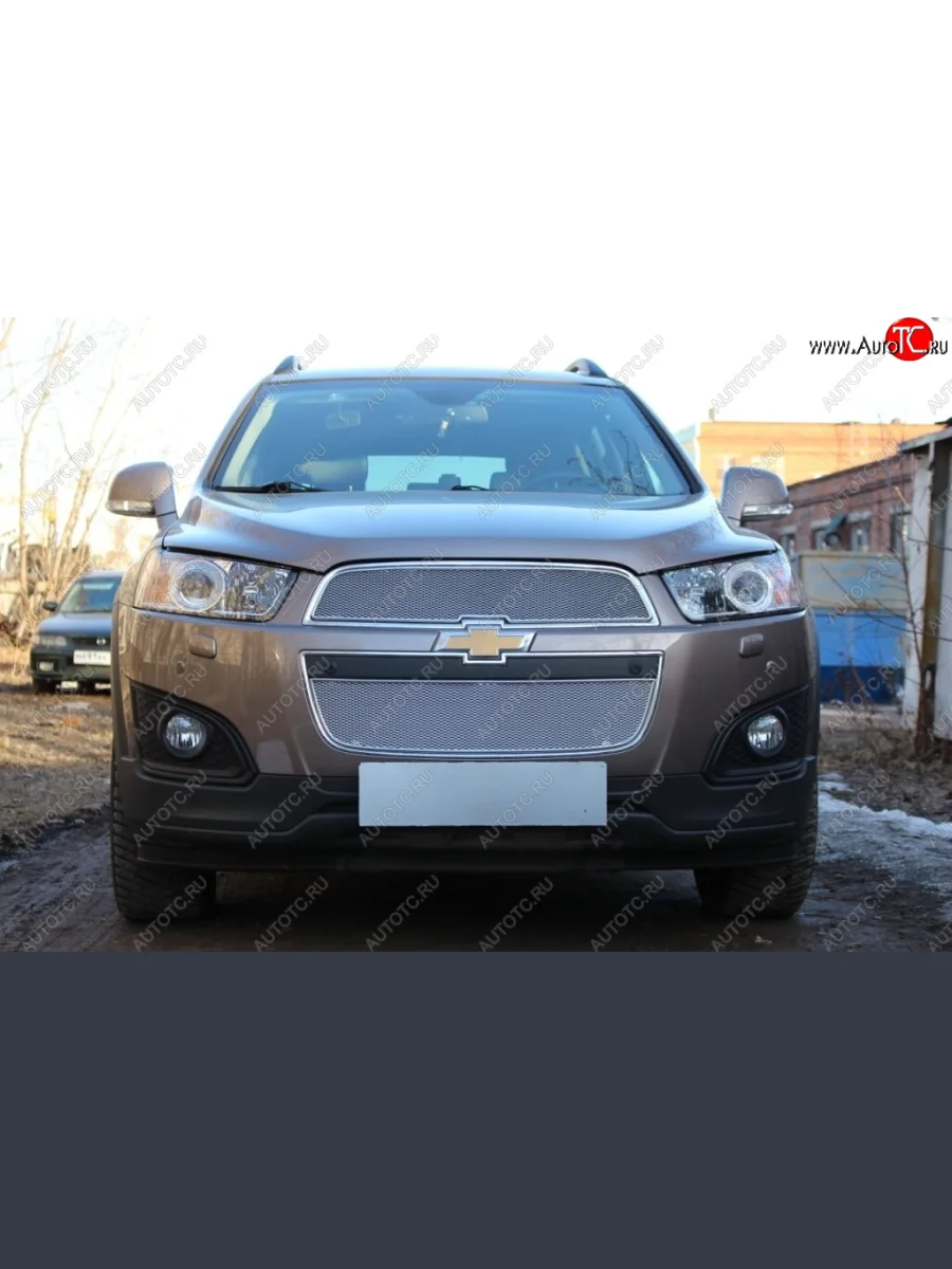Защитная сетка радиатора в бампер Стрелка 11 Премиум (алюминий) Chevrolet Captiva 2-ой рестайлинг (2013-2016) (Цвет: хром)  в Самаре Самарской области
