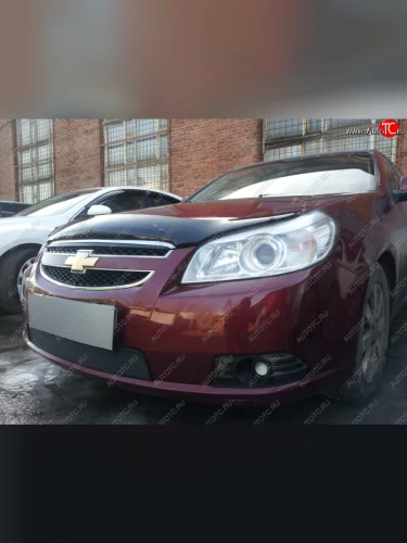 Защитная сетка радиатора в бампер Стрелка 11 Стандарт (алюминий, пластик) (Цвет: черный) Chevrolet Epica  V250 (2006-2012)