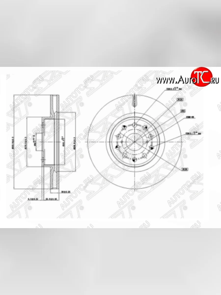 Передний тормозной диск SAT Lexus LS460 XF40 дорестайлинг (2006-2009)  в Перми Пермском крае