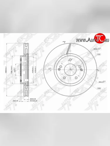 Передний тормозной диск SAT SSANGYONG Korando 3 дорестайлинг (2010-2025)