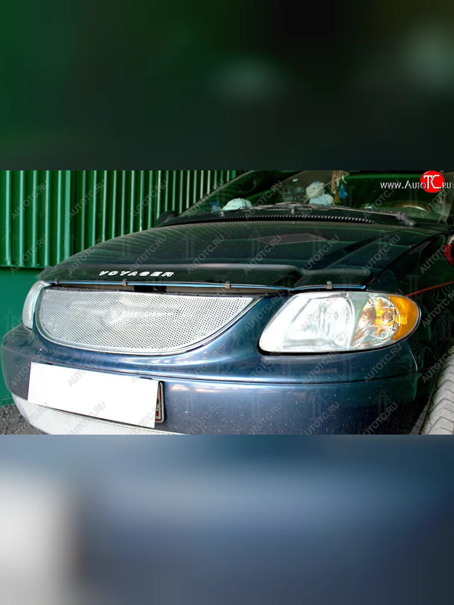 Защитная сетка решетки радиатора Стрелка 11 Премиум (алюминий) Chrysler Voyager RG минивэн дорестайлинг (2000-2004) (Цвет: хром)  в Самаре Самарской области