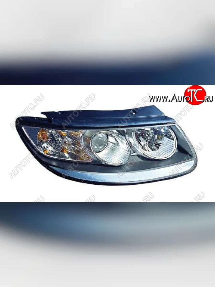 Левая передняя фара DEPO (+/-корректор, черная) Hyundai Santa Fe CM рестайлинг (2009-2012)  в Самаре Самарской области