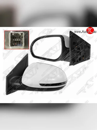 Левое зеркало заднего вида SAT (обогрев, поворот, 6 контактов) KIA Rio 3 QB дорестайлинг седан (2011-2015)