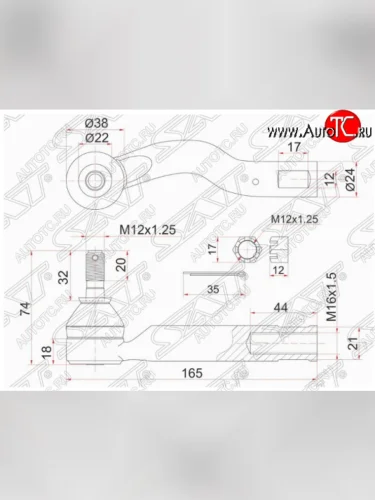 Левый наконечник рулевой тяги SAT Toyota Ipsum  ACM20 (2001-2003) дорестайлинг