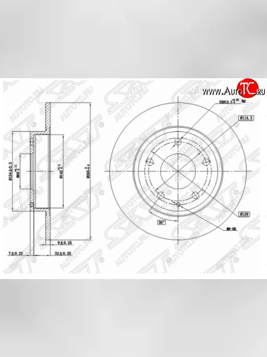 Задний тормозной диск SAT Mazda 3/Axela BM дорестайлинг, хэтчбэк (2013-2016)  в Керчи Республика Крым