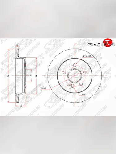 Задний тормозной диск SAT Mercedes-Benz ML class  W163 (1997-2005) дорестайлинг, рестайлинг