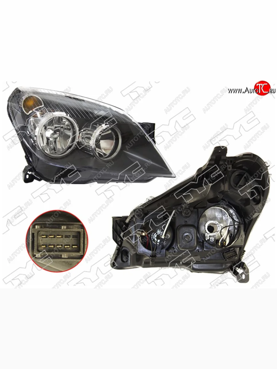 Правая фара передняя TYC (черная, с электрокорректором) Opel Astra H универсал рестайлинг (2007-2015)  с доставкой в г. Керчь