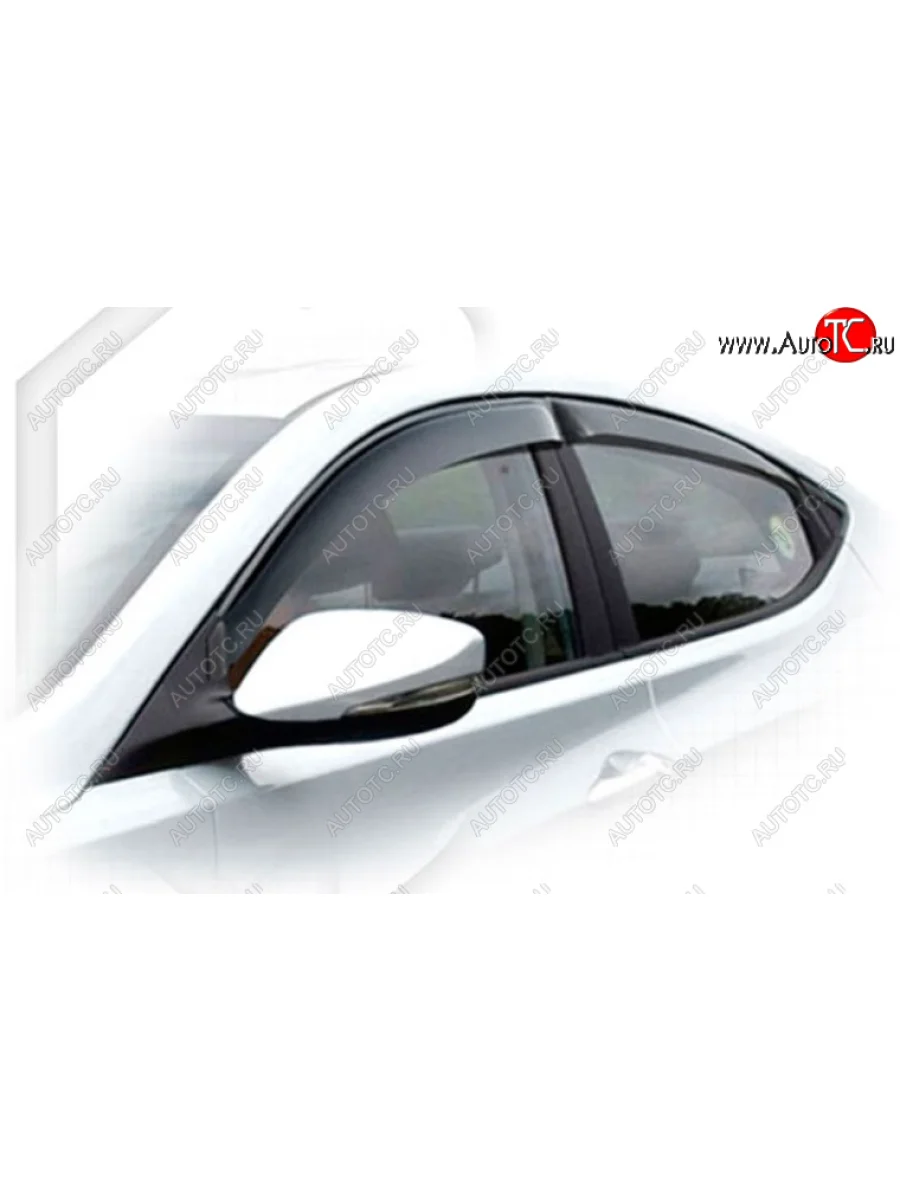 Дефлектора окон CA-Plastic Hyundai Elantra MD рестайлинг (2013-2016) (Classic полупрозрачный, Без хром молдинга, Крепление только на скотч)  в Керчи Республика Крым