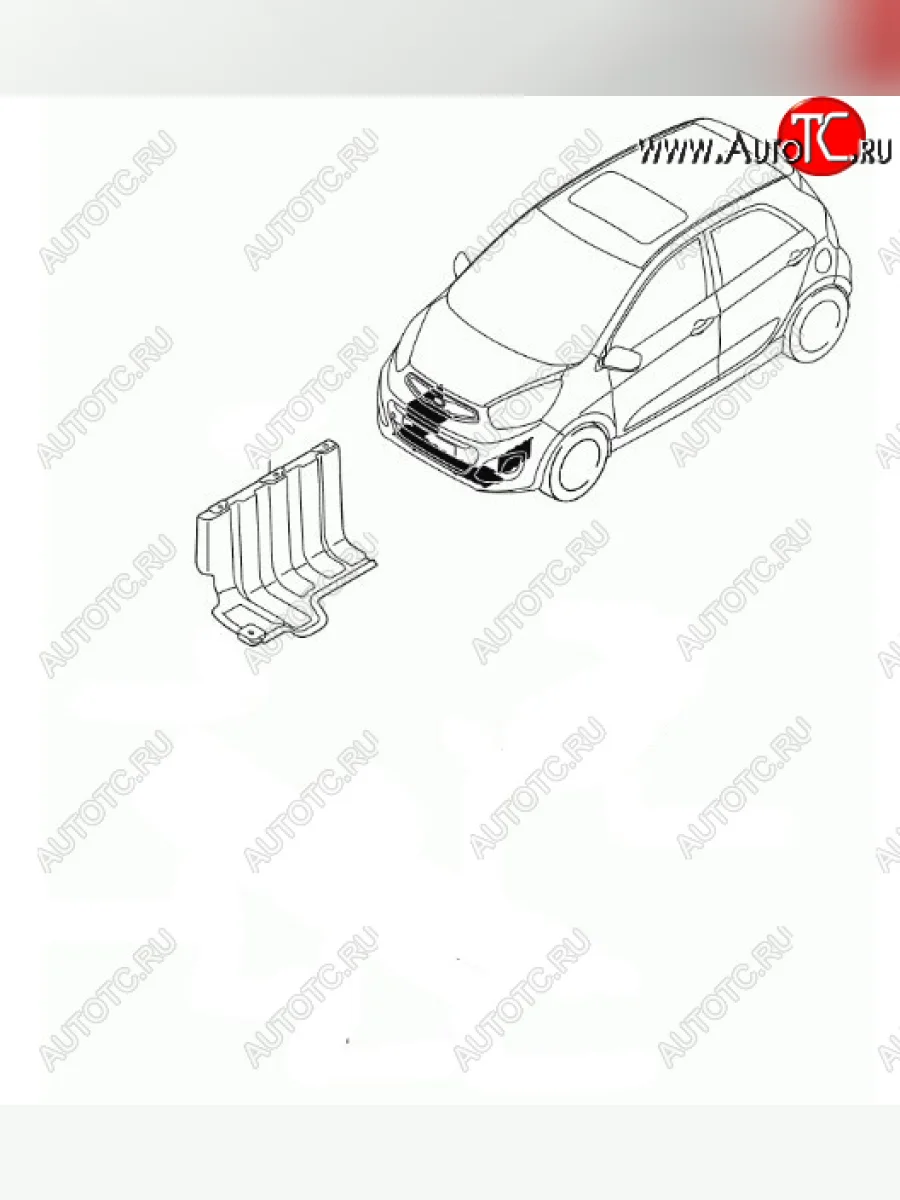 Правый защита двигателя (пыльник) HYUNDAI/KIA/MOBIS KIA Picanto 2 TA хэтчбэк 5 дв. дорестайлинг (2011-2015)  с доставкой в г. Пермь