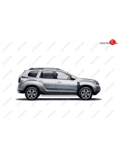 Порожки для ног Petroil Tuning (Ø51 с алюминиевой площадкой) (Цвет: серебристый (Искра)) Renault Duster  HM (2021-2024) рестайлинг
