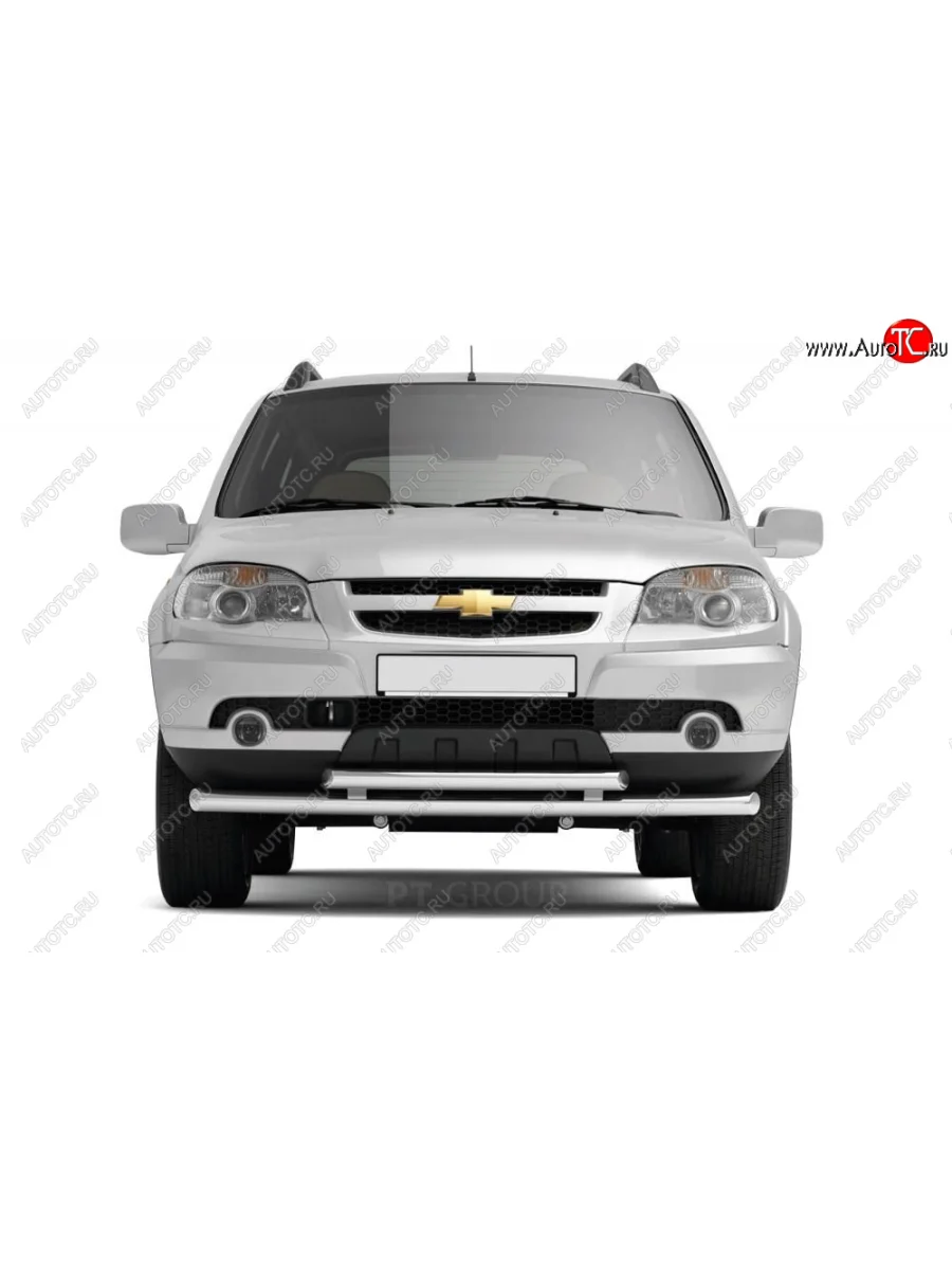 Защита переднего бампера Petroil Tuning (2 трубы Ø63/51 мм) Лада ВАЗ Нива Трэвел (212300-80) (2021-2025) (Нержавейка полированная)  в Самаре Самарской области