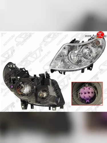 Левая передняя фара SAT (c электрокорректором, 8 контактов, фиолетовый разъем) Fiat Ducato 250 (2006-2014)